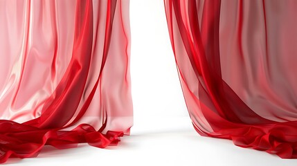 "A vibrant red window curtain draped gracefully against a clean white background, adding a bold touch of color and elegance to any room, ideal for home decor and interior styling."

