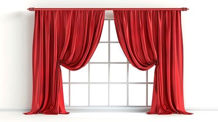 "A vibrant red window curtain draped gracefully against a clean white background, adding a bold touch of color and elegance to any room, ideal for home decor and interior styling."

