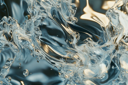 Abstract liquid metal texture, dynamic molten silver patterns with flowing ripples and glossy highlights