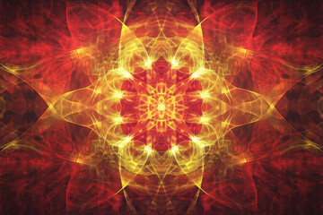 Abstract energy pulse texture, glowing red and yellow waves radiating from a central point, intense and vibrant