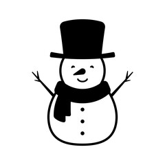 Snowman icon. Black outline linear silhouette. Editable strokes. Front view. Vector simple flat graphic illustration. Isolated object on white background. Isolate.