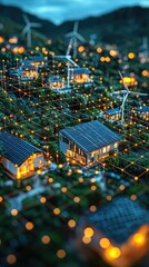 Obraz premium Renewable Energy Revolution: Solar Panels & Wind Turbines in a Green Landscape