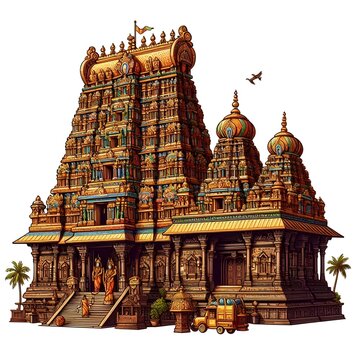ornate indian temple building, detailed architecture clip art preview