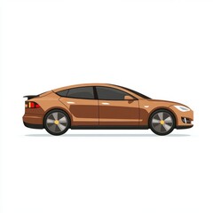 Naklejka premium Brown Electric Car Profile Illustration