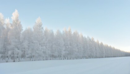 Fototapeta premium Tranquil Winter Scene of Trees by a Field