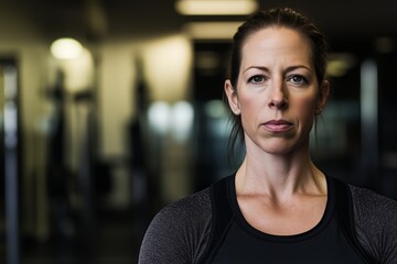 A professional female fitness trainer stands in the foreground