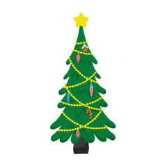 Festive decorated tree ready for holiday celebration in a joyful setting