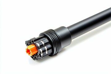 Black rod with orange connector, multiple pins.