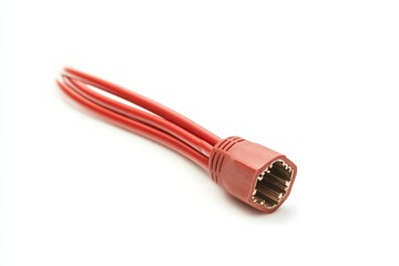 Red cable with multiple wires and connector.