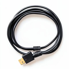 Black cable coiled, connector visible.
