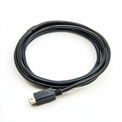 Black cable coiled, digital connector.