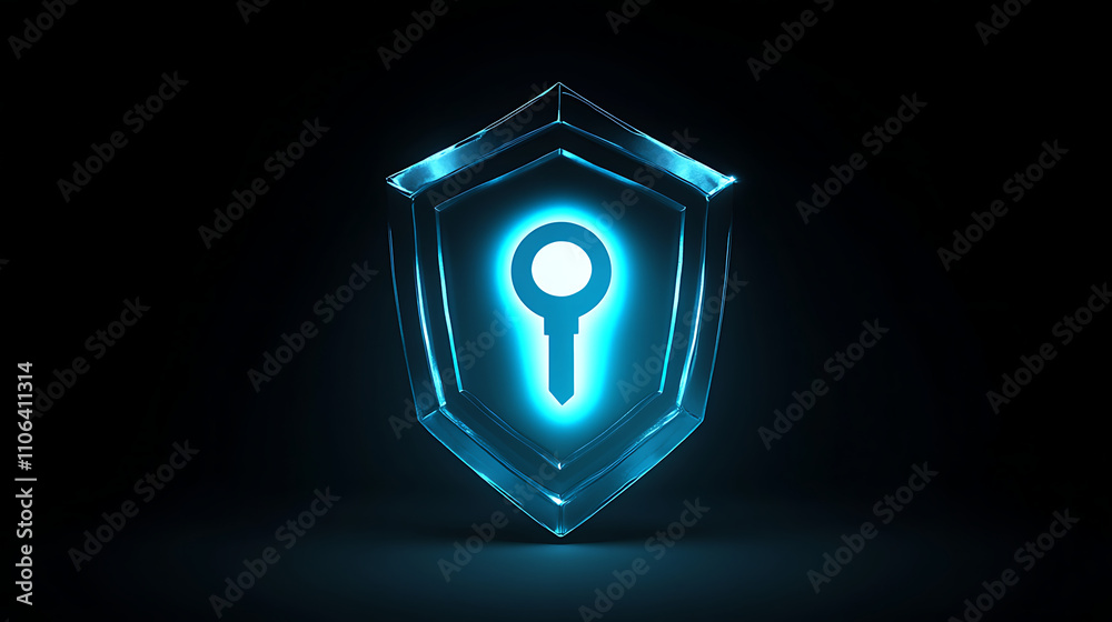 Aufkleber a digital shield with keyhole icon glowing in blue light on dark background