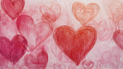dibujos de corazones rojos sobre una plantilla para celebrar el amor y el romance en san valentin o celebracion creativa