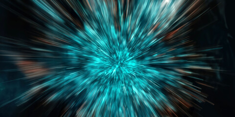 Abstract blue light burst with dynamic energy and motion