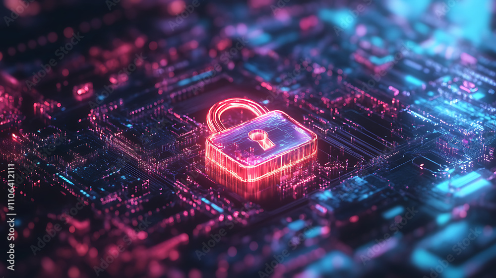 Poster abstract security technology background with padlock symbol
