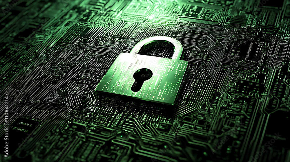 Poster Abstract security technology background with padlock symbol