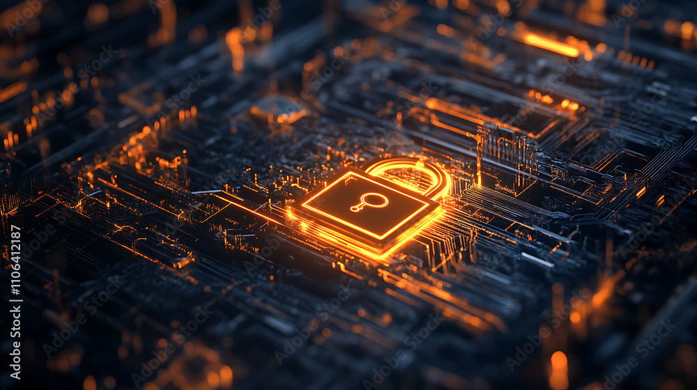 Poster Abstract security technology background with padlock symbol
