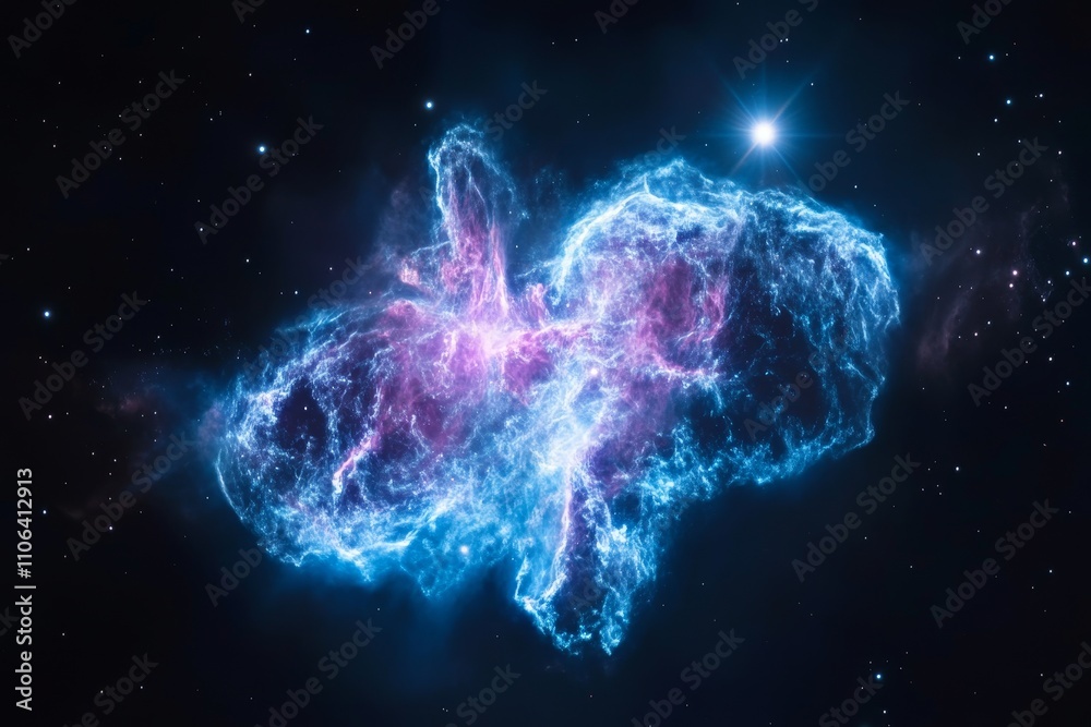 Wall mural visualization of a cosmic scene with a supernova nebula and stars, creating a luminous and mystical 