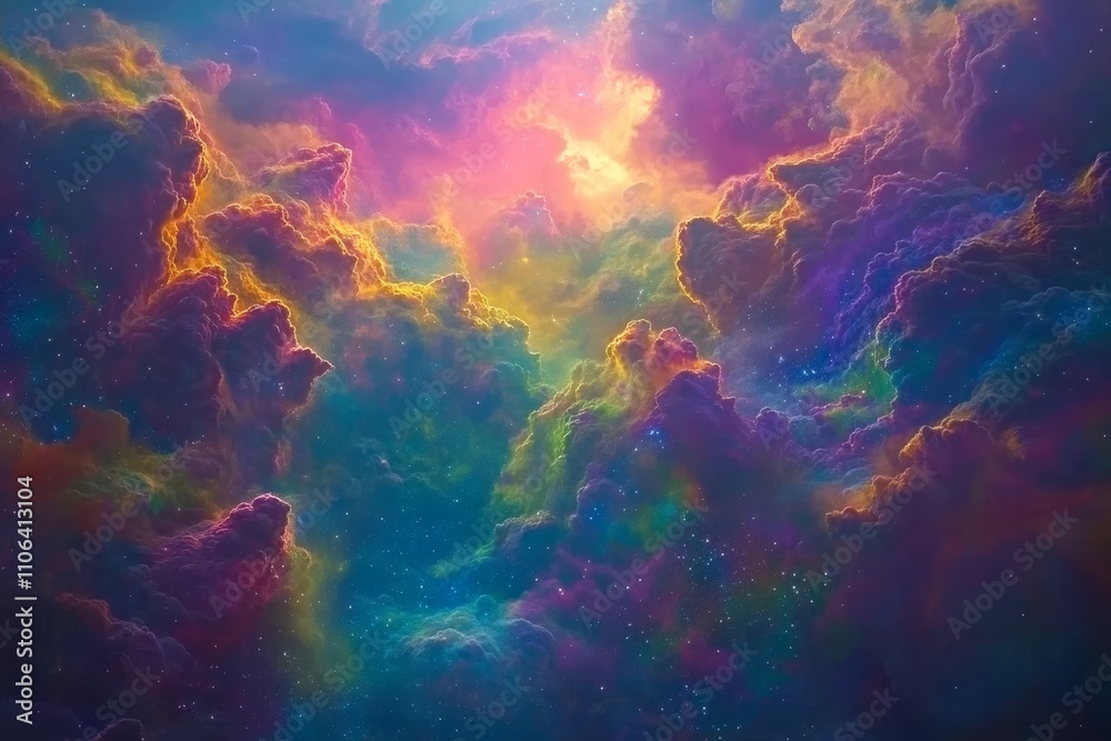 Canvas Prints experience a futuristic nature view nestled in a galaxy, framed by an abstract scene of never-ending