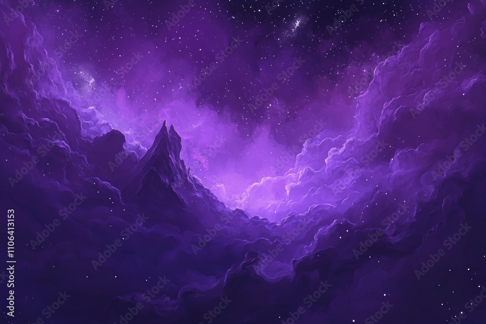 Wall mural stock technology was utilized to create a blue and purple galaxy background