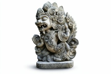 Ornate stone statue, mythical creature, detailed carving.