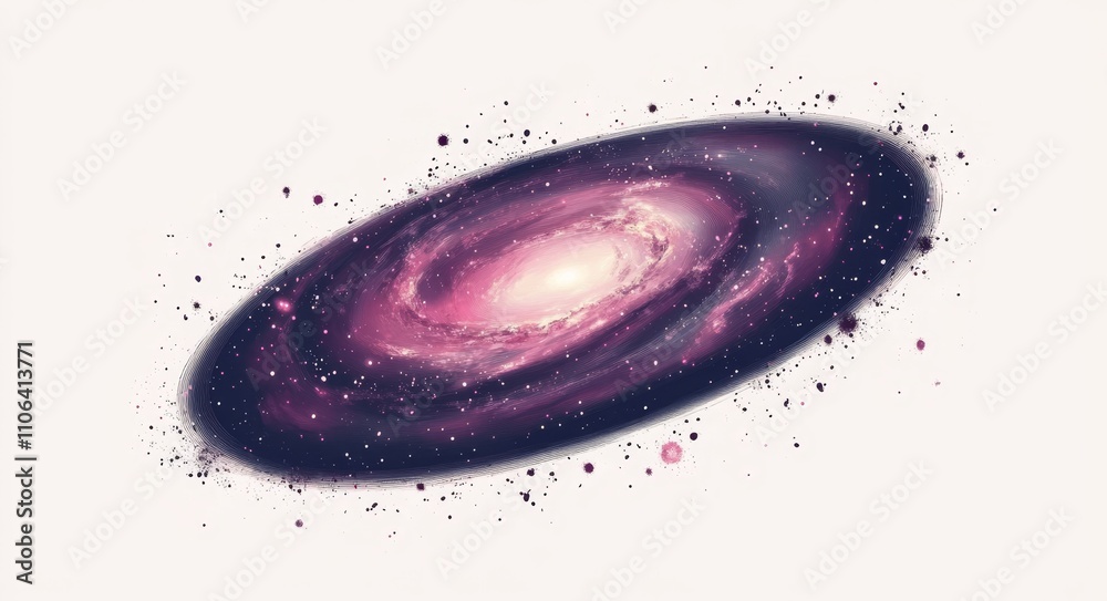 Wall mural isolated on a transparent background, an abstract barred spiral galaxy in outer space. the image fea