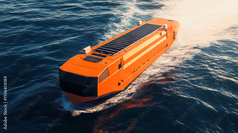 Poster automated cargo ship with self-navigating systems and zero-emission propulsion