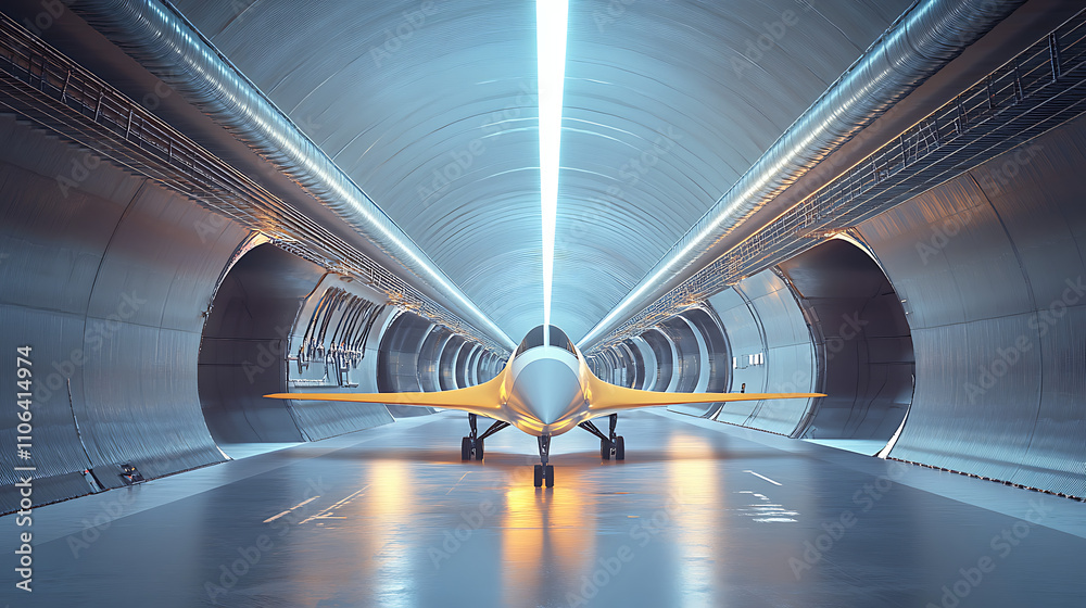 Poster hypersonic aircraft testing facility with wind tunnels and advanced simulation technology