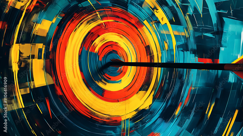 Aufkleber abstract target circles and arrows in the center