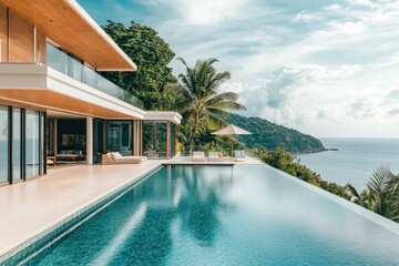 Ocean view home; infinity pool; tropical setting.
