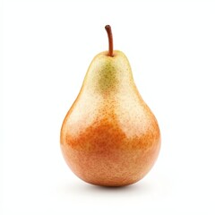 Fresh, ripe pear with a smooth skin showcasing beautiful gradients of yellowish-green and red hues. Ideal for use in health, nutrition, and culinary-related projects.