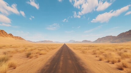 Naklejka premium Desert Road Leading to the Horizon