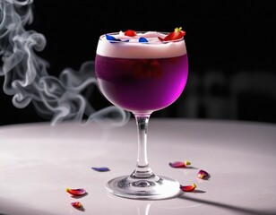 Ethereal Purple Cocktail with Edible Flowers