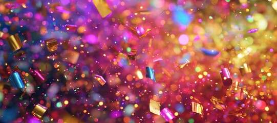 colorful party confetti ribbon frame background, celebration 74