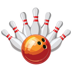 A bowling ball and pins