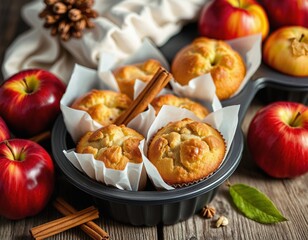 Freshly Baked Apple Muffins with Cinnamon