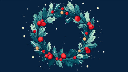 Festive Christmas Wreath Illustration for Holiday Designs