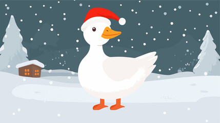 Fototapeta premium Christmas Goose Cartoon Vector Illustration
