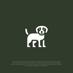 simple minimalist flat bold dog logo shape, animal pet shop illustration