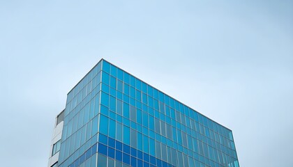 Modern glass architecture design with clean lines and beautiful sky.
