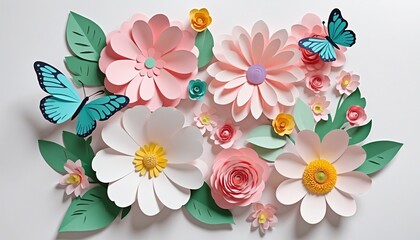 Pastel Paper Floral Arrangement: Vibrant 3D Botanical Design for Modern Wall Decor