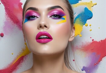 Vibrant Makeup Portrait of a Colorful Woman