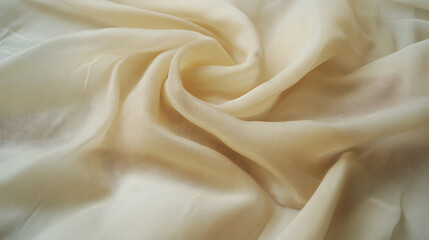 Obraz premium Soft smooth beige silk fabric background, Fabric texture, folded and colorful, copy space