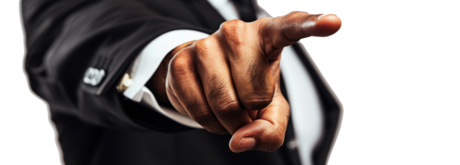businessman hand pointing isolated on background
