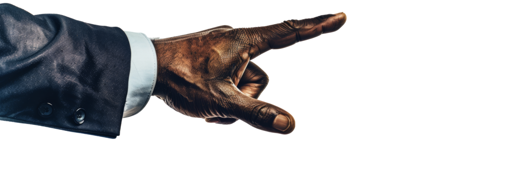 businessman hand pointing isolated on background