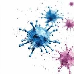 Fototapeta premium Microscopic organisms, diverse colors, white background.