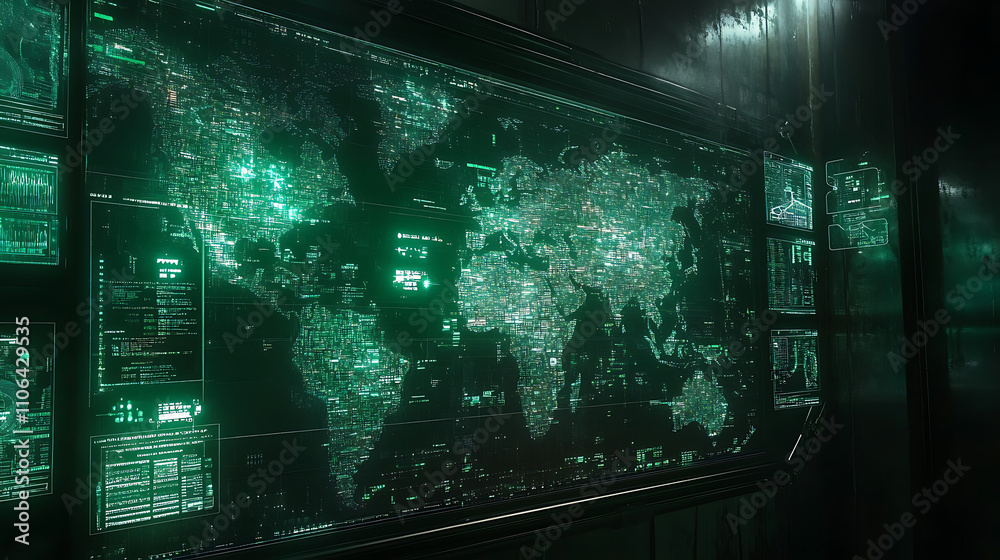 Aufkleber electronic world map in a technological style