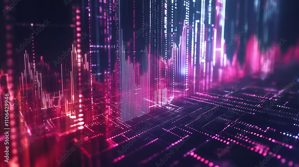 Poster Innovative financial technology background with futuristic digital graphs and data analytics visualization Highlighting market trends