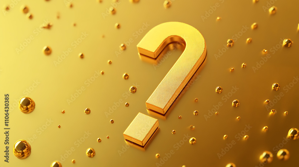 Poster Golden exclamation mark icon for important notices or caution, presented as a graphic element on a gold background, with a concept for warning, problem, error, or update messages, 3D rendering