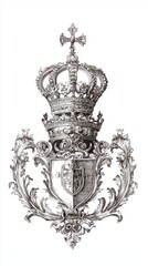 Majestic Pencil Sketch of Royal Family Crest on Aged Paper | Symbol of Lineage and Authority in Black and White